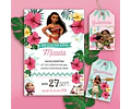 Kit Imprimible Moana Tropical Nena, Editable 