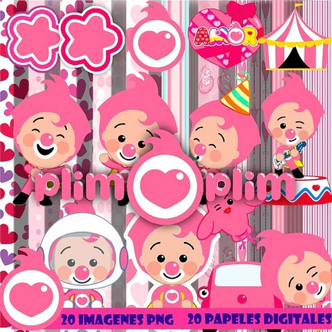 Kit Plim Plim Rosa Clipart Png Y Papeles Digitales