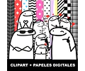 Kit Digital Flork Clipart Imágenes Png + Papeles Digitales