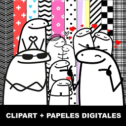 Kit Digital Flork Clipart Imágenes Png + Papeles Digitales