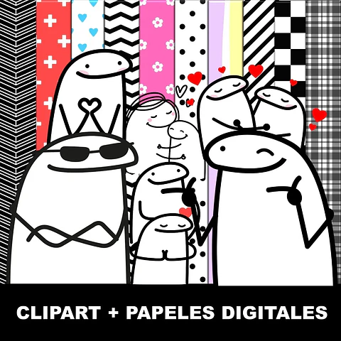 Kit Digital Flork Clipart Imágenes Png + Papeles Digitales