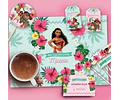 Kit Imprimible Moana Tropical Nena, Editable 
