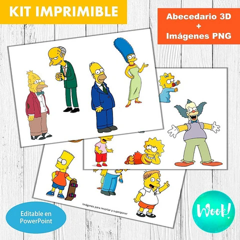 Kit Imprimible Letras 3d Los Simpson Editables