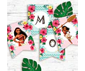 Kit Imprimible Moana Tropical Nena, Editable 