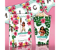 Kit Imprimible Moana Tropical Nena, Editable 