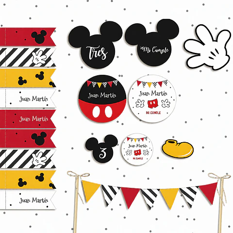 Kit Imprimible Mickey,  Mickey Mouse Cumpleaños Editable Pdf