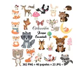 Kit Colección Cliparts+papeles Animales Bosque Encantado
