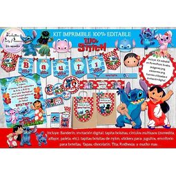 Kit Imprimible Candy Bar Lilo & Stich 100% Editable