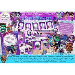 Kit Imprimible Candy Super Monsters Monstruos 100% Editable
