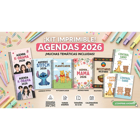 Mega Kit Imprimible Agendas + Planners 2026 GRATIS
