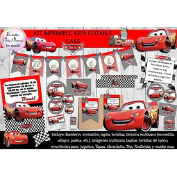 Kit Imprimible Candy Bar Cars 100% Editable