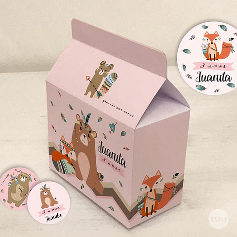 Kit Imprimible Animalitos Del Bosque Tribal Tipi Rosa Tukit