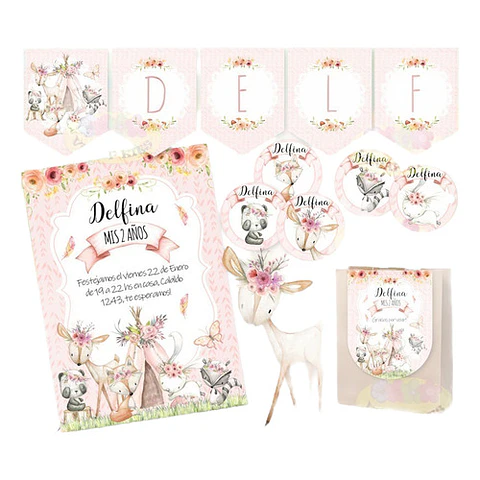 Kit Imprimible Animales Del Bosque Encantado 100% Editable