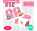 Kit Imprimible Animales Nórdicos Rosa Letras 3d Corpóreas