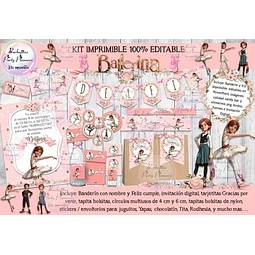 Kit Imprimible Candy Bar Bailarina La Pelicula 100% Editable