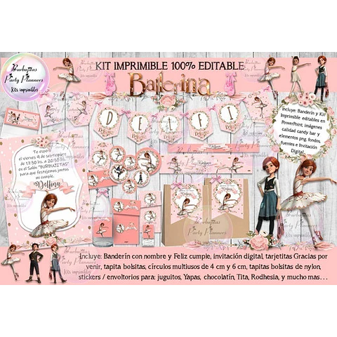 Kit Imprimible Candy Bar Bailarina La Pelicula 100% Editable