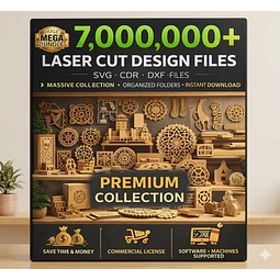 Mega paquete con más de 7 000 000 de archivos cortados con láser / SVG DXF / Diseños para CNC y láser de CO2 / Descarga instantánea