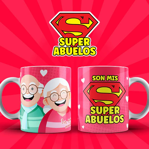 Plantillas Diseños Super Abuelos Sublimar Tazas Sublimacion