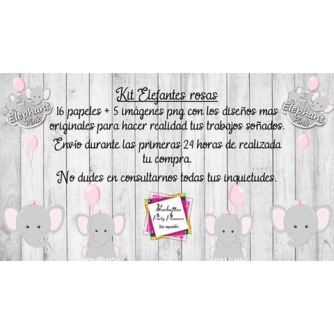 Cliparts Y Papeles Elefante Rosa Kit Imprimible