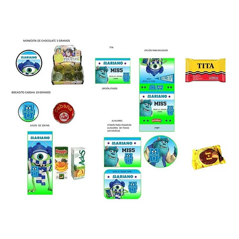 Kit Imprimible Candy Bar Monsters Inc El Mas Completo