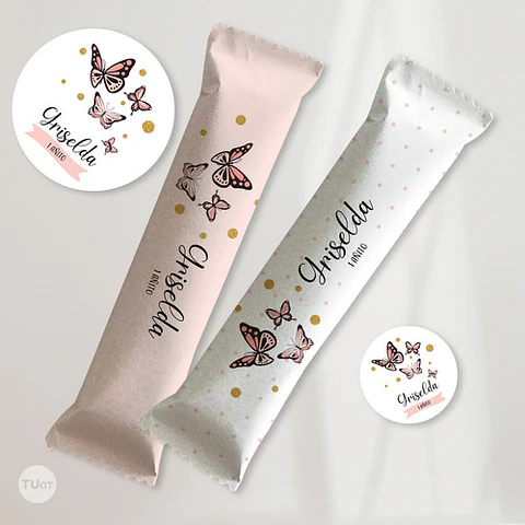 Kit Imprimible Mariposa Mariposas Salmon Candy Bar