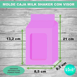 Kit Imprimible Molde Caja Milk Box Shaker Con Visor Editable