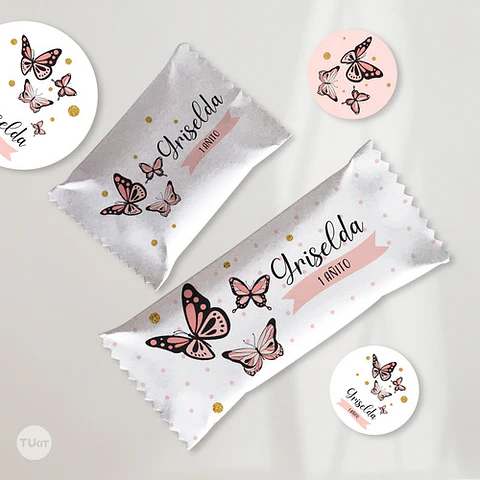 Kit Imprimible Mariposa Mariposas Salmon Candy Bar