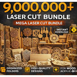 Mega paquete con más de 9.000.000 de archivos cortados con láser/SVG DXF CNC/diseños láser de CO2 y fibra/uso comercial