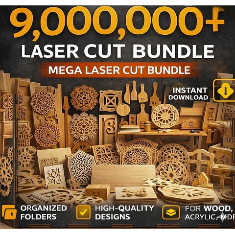 Mega paquete con más de 9.000.000 de archivos cortados con láser/SVG DXF CNC/diseños láser de CO2 y fibra/uso comercial