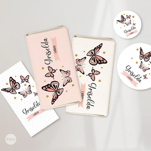 Kit Imprimible Mariposa Mariposas Salmon Candy Bar