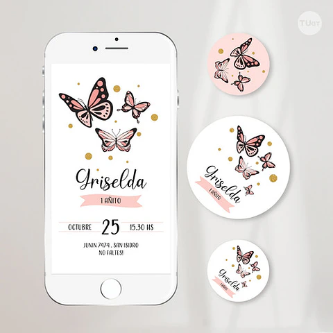 Kit Imprimible Mariposa Mariposas Salmon Candy Bar