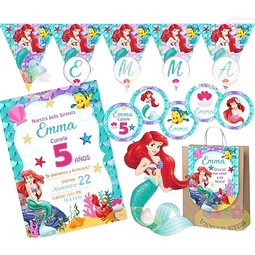 Kit Imprimible La Sirenita Princesa Ariel 100% Editable