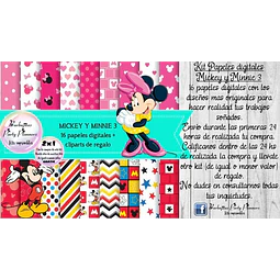 Papeles Fondos Digitales Mickey Y Minnie 3 Kit Imprimible