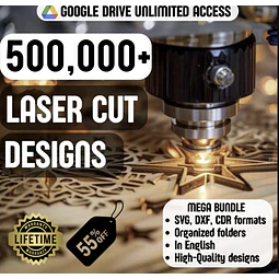 Megapaquete de archivos cortados por láser / Más de 500.000 diseños SVG, DXF y CDR / Archivos CNC Glowforge xTool / Plantillas de corte de CO2 / Paquete de grabado vectorial