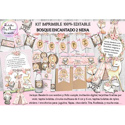 Kit Imprimible Animales Del Bosque Encantado 2 100% Editable