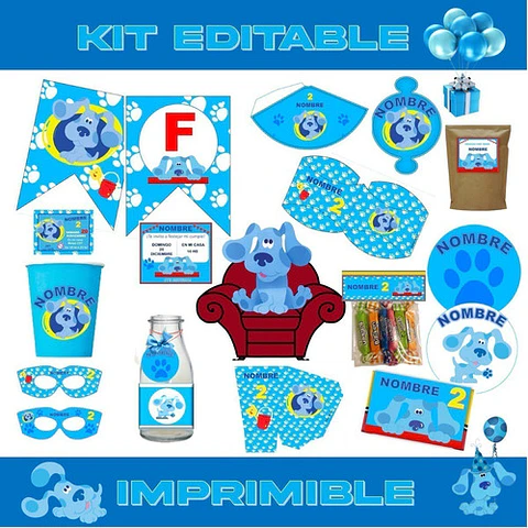 Kit De Cumpleaños Las Pistas De Blue Imprimible Editable