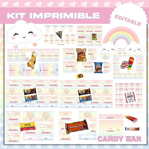 Kit Imprimible Lluvia De Amor Nubecita Editable Deco Y Candy