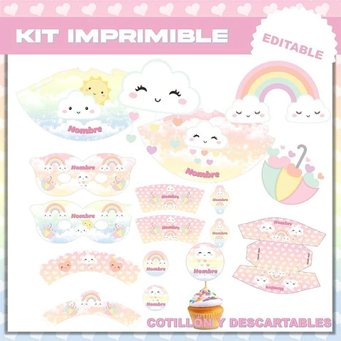 Kit Imprimible Lluvia De Amor Nubecita Editable Deco Y Candy