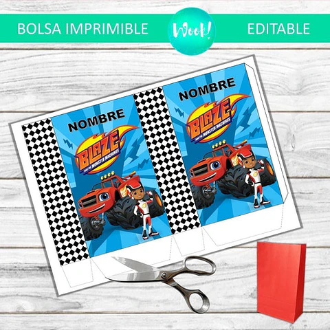 Bolsa Imprimible Editable Blaze Y Los Monster Machines