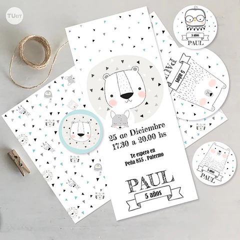 Kit Imprimible Animales Blanco Negro Tukit