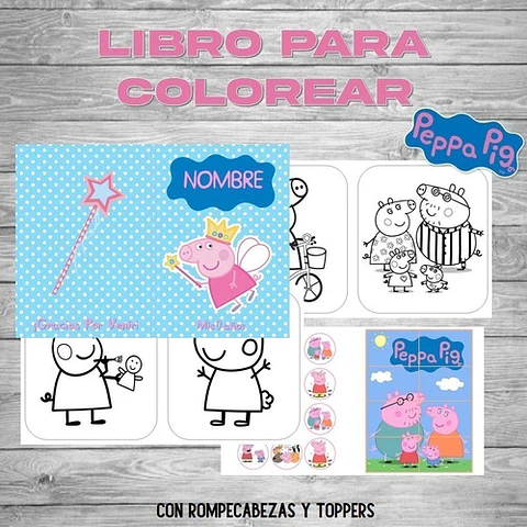 Kit Cumpleaños Peppa Pig Hada Imprimible + Pintar