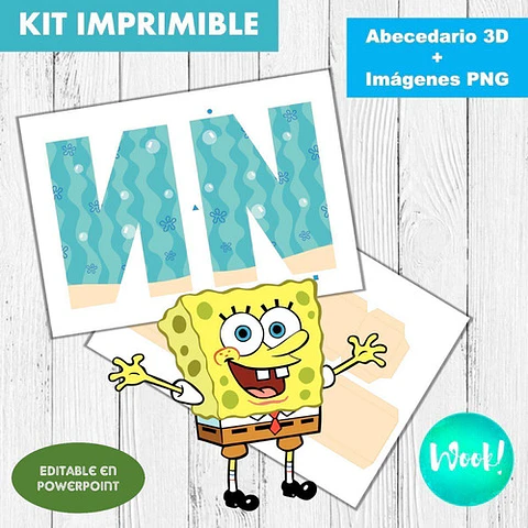 Kit Imprimible Letras 3d Editables Bob Esponja +  