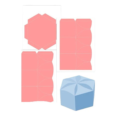 Kit Imprimible Molde Caja Hexagonal Editable