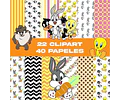 Kit Digital Looney Tunes Baby Clipart Png + Papel Digital