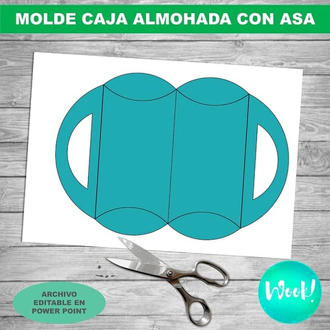 Kit Imprimible Molde Caja Almohada Con Asa Editable + Papel