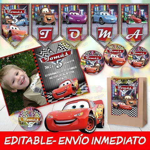 Kit Imprimible Cars Invitaciones Cumples Candy 100% Editable