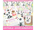 Kit Imprimible Oso Panda Nena Bambu 100% Editable Candy Bar