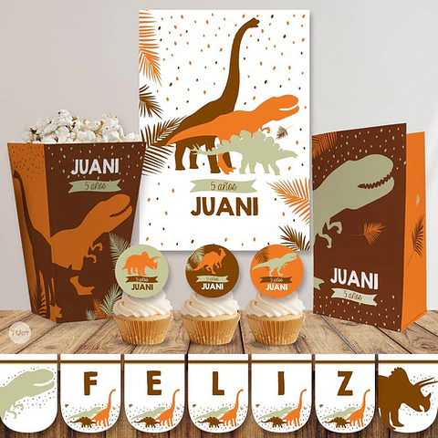 Kit Imprimible Dinosaurios Silueta Colores Tierra Candy Bar