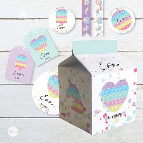 Kit Imprimible Juego Trama De Colores Cumpleaños Tukit
