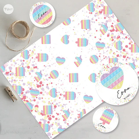 Kit Imprimible Juego Trama De Colores Cumpleaños Tukit